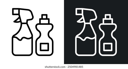 Cleaning products vector icon set black and white filled and outlined style.