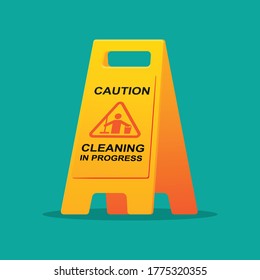 Cleaning progress caution sign vector illustration.