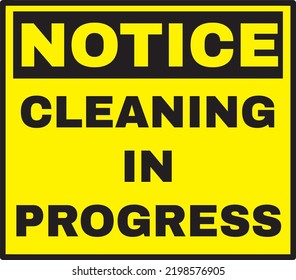 Cleaning In Progress Sign Vector