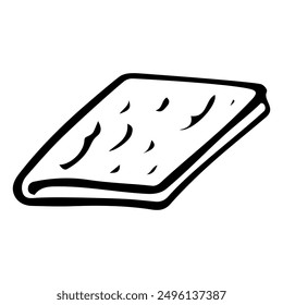 Cleaning rag hand drawn doodle. Textile object for wiping dust, washing floors. Laundry room. Terry, waffle towel. Vector outline line art illustration.