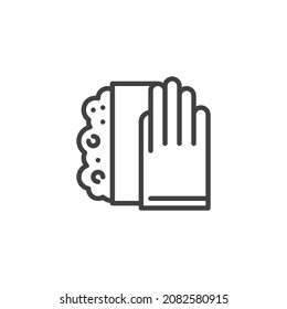 Reinigung mit Lappen-Symbol. lineares Stilzeichen für mobiles Konzept und Webdesign. Wischen Sie die Stoffumrisslinie ab, reinigen Sie das Vektorsymbol. Symbol, Logo-Abbildung. Vektorgrafik
