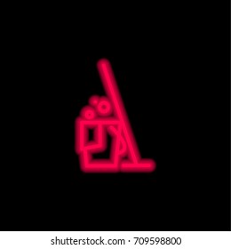 Cleaning red glowing neon ui ux icon. Glowing sign logo vector