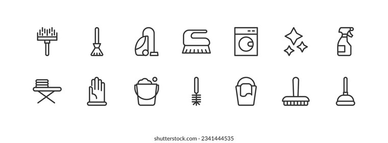 cleaning related icon set. Editable stroke. Pixel Perfect 48x48px icons