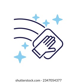 Cleaning related vector icon. Hand with a napkin wipes the surface. Clean sign. Isolated on white background. Editable vector illustration