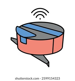 Cleaning robot color line icon for digital and print projects.  Minimal clean icons for apps and websites. Modern simple icons for UI UX and branding