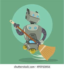 cleaning robot cleaning house