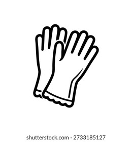 Limpieza de guantes de goma icono de Vector en blanco y negro para servicios de limpieza y saneamiento