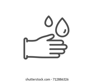 Cleaning rubber gloves line icon. Hygiene sign. Washing Housekeeping equipment sign. Quality design element. Editable stroke. Vector