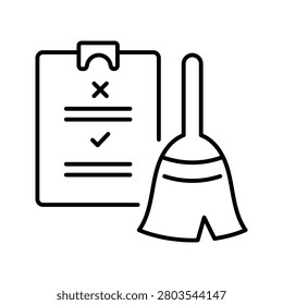 Cleaning schedule icon. Business and cleaning service line symbol. Black and white.