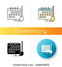 Cleaning schedule icon. Household chores. Plan, calendar. Cleanliness control. Keeping house clean. Linear black and RGB color styles. Linear, black and RGB color styles. Isolated vector illustrations