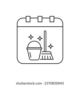 Cleaning schedule icon line style isolated on white background. Vector illustration
