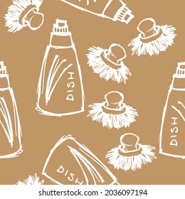 Cleaning seamless pattern. Background for use in kitchen design, textile, fabric.