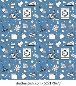 Cleaning seamless pattern. Cleaning endless background, texture, wallpaper. Vector illustration