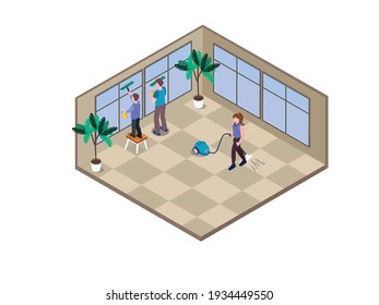 Cleaning service 3D isometric vector concept for banner, website, illustration, landing page, flyer, etc