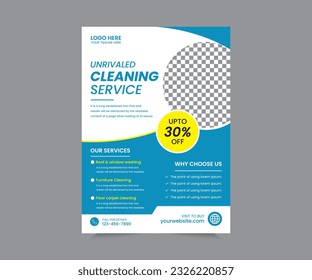Cleaning Service A4 Flyer Template Design. House cleaning service poster flyer template, Poster brochure design, Flyer, leaflet design. Vector illustrator eps 10 version Editable and Print ready.