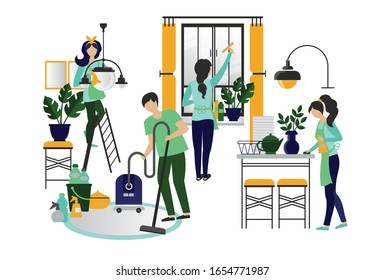 Cleaning Service Cleaning Apartments Premises Offices Stock Vector ...