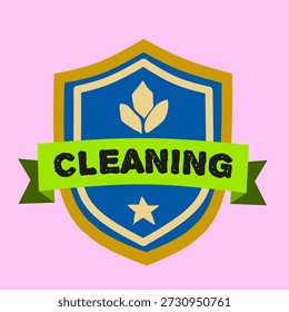Insignia de servicio de limpieza en emblema de estilo Vector plano. Diseñado para limpiar marcas, logotipos de servicio y Materiales promocionales.