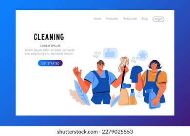 Plantilla de banner del servicio de limpieza para página web y página de aterrizaje, ilustración vectorial plana. Plantilla de banner web del servicio de limpieza.