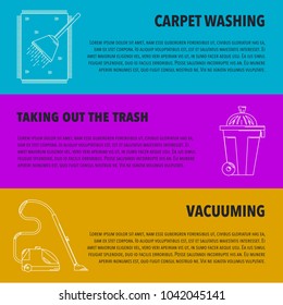 Cleaning service banners set vector illustration template