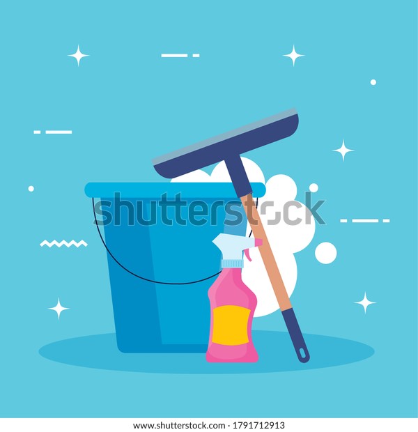Cleaning Service Bucket Cleaning Tools On Stock Vector (Royalty Free