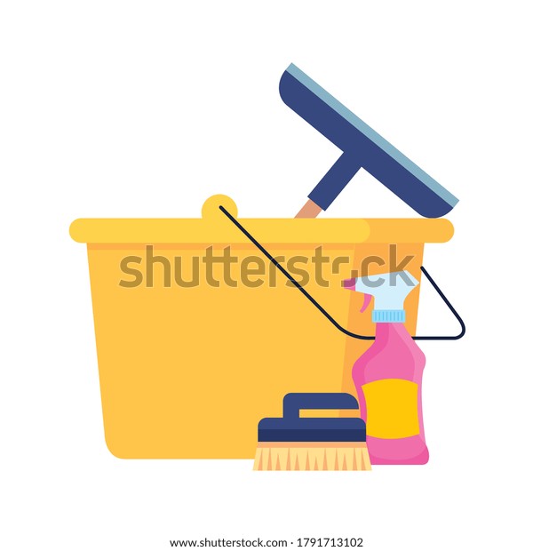 Cleaning Service Bucket Cleaning Tools On Stock Vector (Royalty Free
