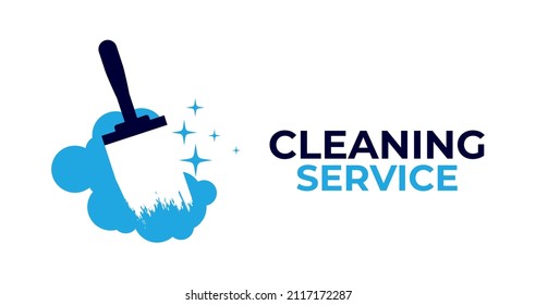 Cleaning Service Business Logo Design, Water Concept and Cleaning Tools Template