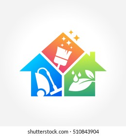 Cleaning Service Business logo design, Eco Friendly Concept for Interior, Home and Building