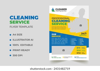 Cleaning service business promotion flyer design template	