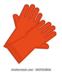 Cleaning service or caring for garden, rubber gloves made of latex for protecting hands from mud or chemical substances. Medical workers or gardeners accessory. Hand mitten, vector in flat style