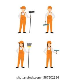 Cleaning Service Character Design Vector