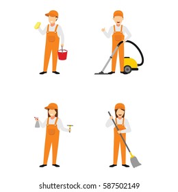 Cleaning Service Character Design Vector