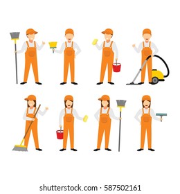 Cleaning Service Character Design Vector