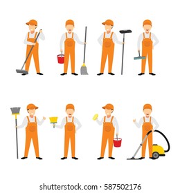 Cleaning Service Character Design Vector