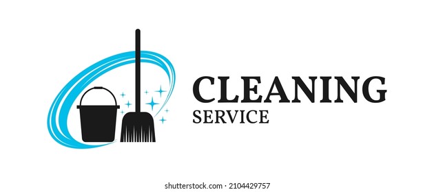 servicio de limpieza logotipo icono de limpieza plantilla vectorial azul y negro 