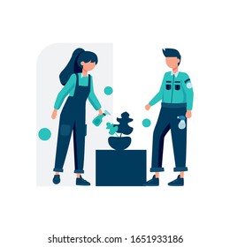 Cleaning service clean and maintain the room vector illustration, suitable for landing page, ui, website, mobile app, editorial, poster, flyer, article, and banner