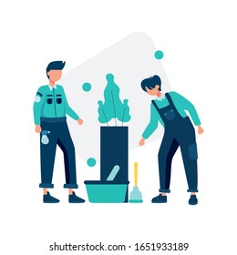 Cleaning service clean and maintain the room vector illustration, suitable for landing page, ui, website, mobile app, editorial, poster, flyer, article, and banner