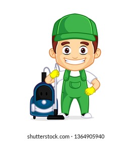 Cleaning Service clipart cartoon mascot, can be download in vector format for unlimited image size