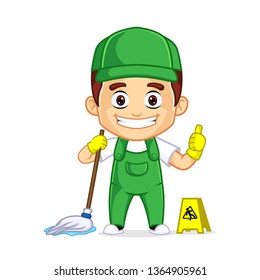 Cleaning Service clipart cartoon mascot, can be download in vector format for unlimited image size