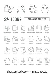 Cleaning Service. Collection of perfectly thin icons for web design, app, and the most modern projects. The kit of signs for category Business.