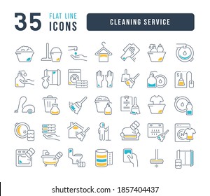 Cleaning Service. Collection of perfectly thin icons for web design, app, and the most modern projects. The kit of signs for category Business.