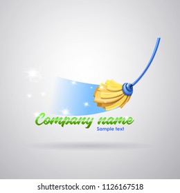 Cleaning service company logo: Mop cleaning the floor, leaving it shiny. Vector image
