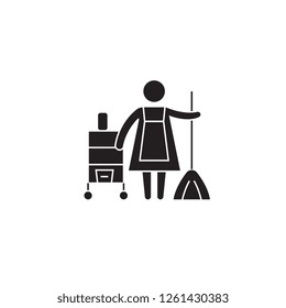 Cleaning service concept black vector concept icon. Cleaning service concept flat illustration, sign