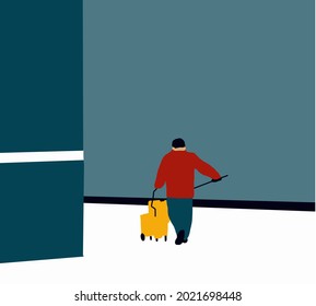 Reinigungskonzept. Reinigung der Mitarbeiter mit Reinigungseinrichtungen im Büro in trendigem, flachem Design. Vektorgrafik.