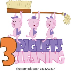 
Cleaning service concept with three cute pigs character.
Poster template for house cleaning services.Flat vector illustration.