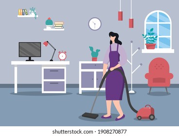 Cleaning Service Concept. Vector Flat Design Cartoon Illustration