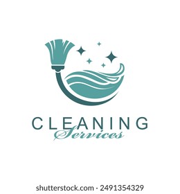 cleaning service design with broom and water splash isolated on white background