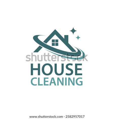 cleaning service design with house isolated on white background