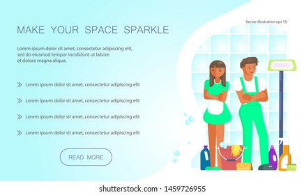 Cleaning service design for landing page website template. Keep your home clean web design. Flat Art Vector illustration