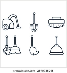 cleaning service design set icon line art abstract vector