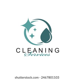 cleaning service design with sparkle stars and drop isolated on white background